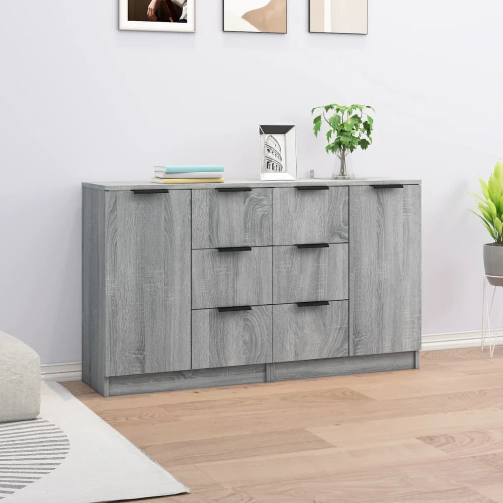 Šoninės spintelės, 2vnt., pilkos ąžuolo, 60x30x70cm, mediena