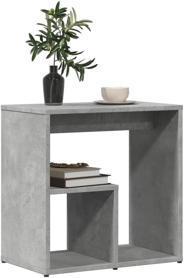 Šoniniai staliukai, 2vnt., betono, 50x30x50cm, apdirbta mediena