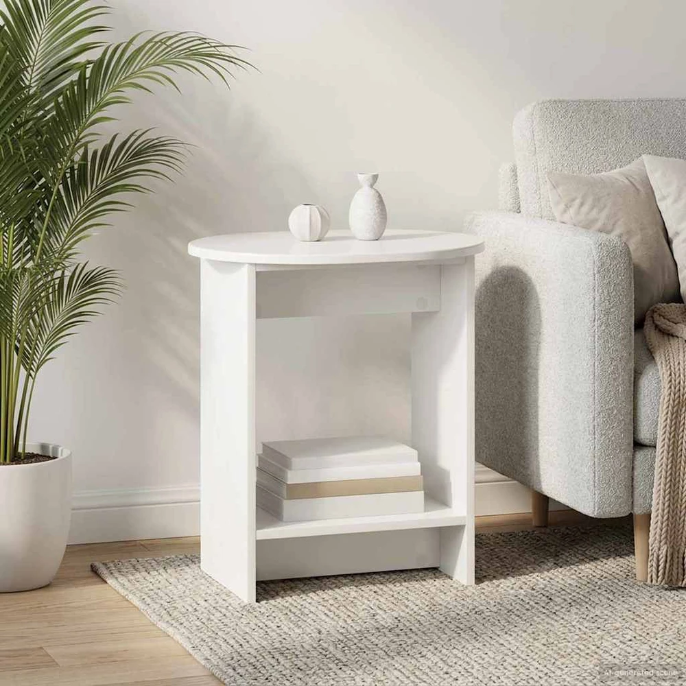 Šoninis stalas Itin blizgi balta 50 x 39,5 x 55 cm
