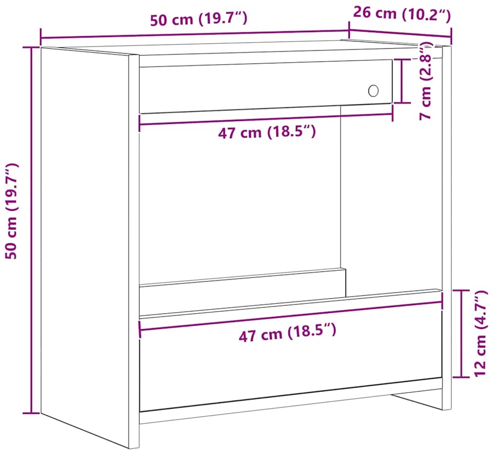 Šoninis stalas Juodas ąžuolas 50 x 26 x 50 cm Apdirbta mediena
