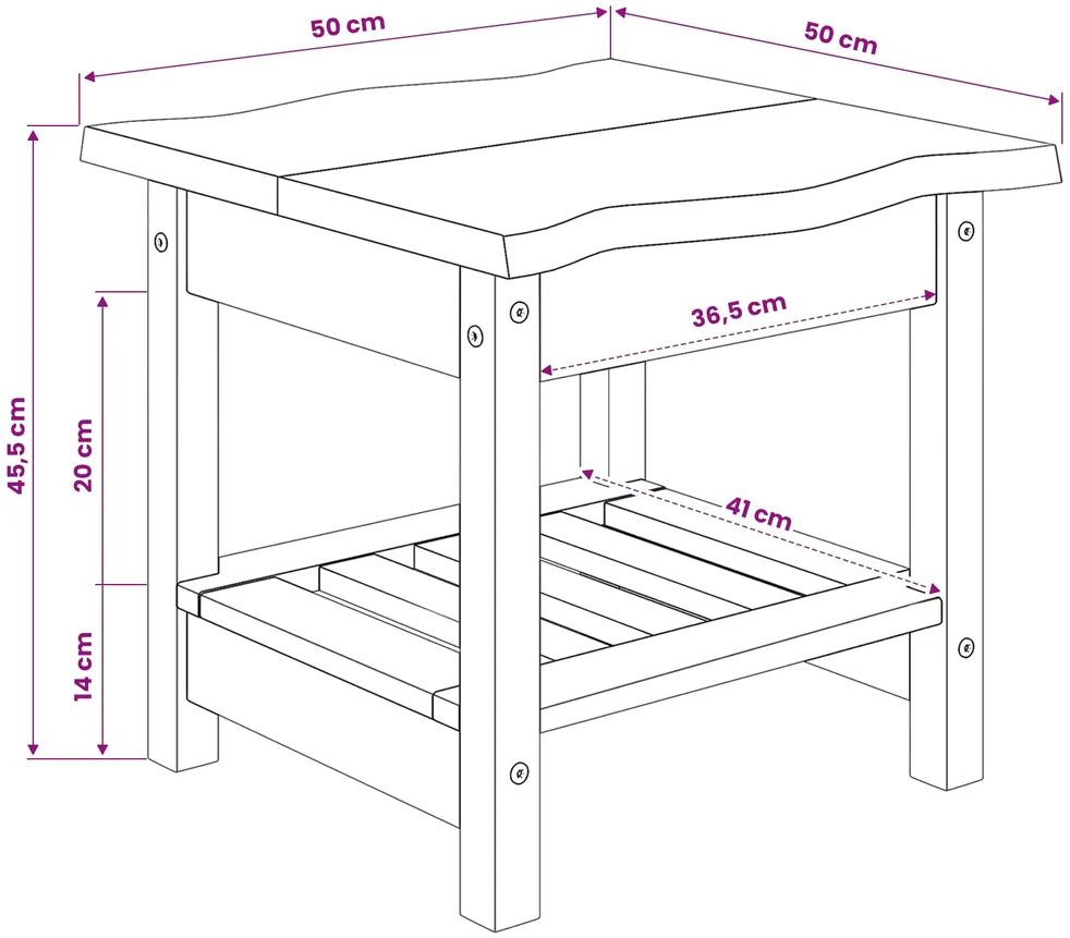 VidaXL Šoninis stalas su lentyna EKAI Balta 50 x 50 x 45,5 cm