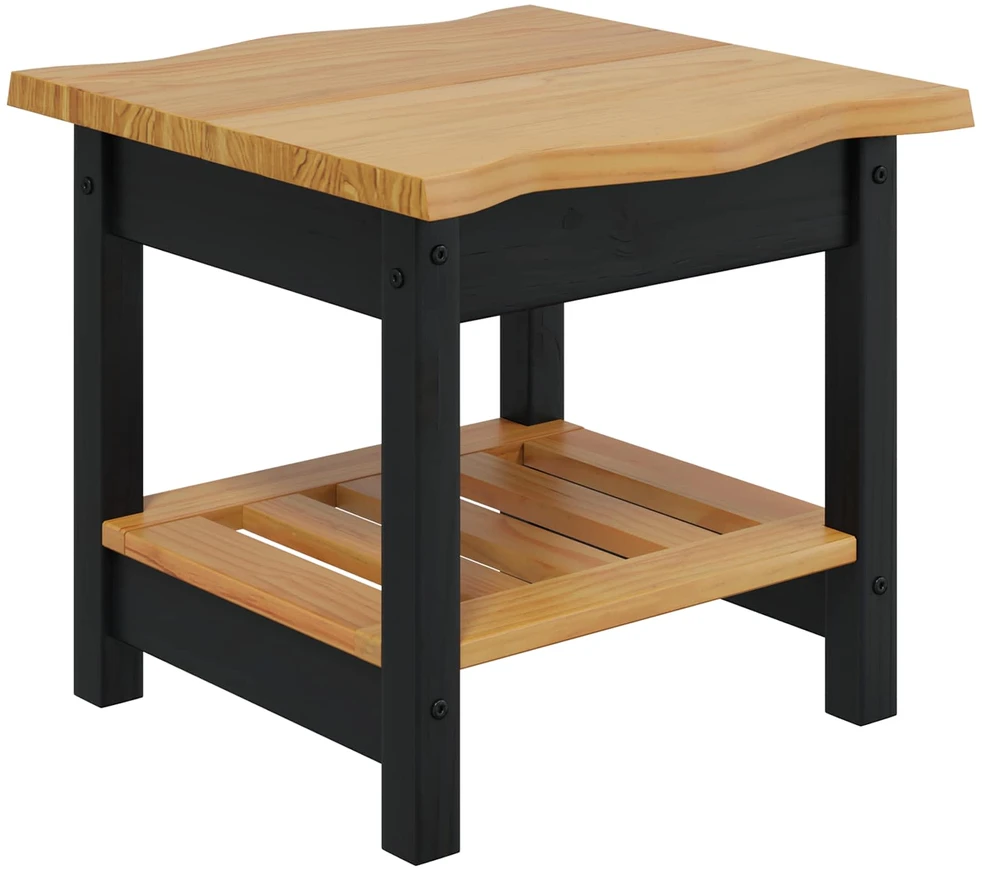 VidaXL Šoninis stalas su lentyna EKAI Juoda 50 x 50 x 45,5 cm