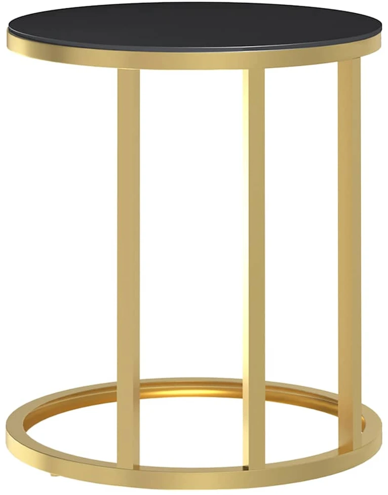 Šoninis staliukas, auksinis/juodas, 45cm, grūdintas stiklas