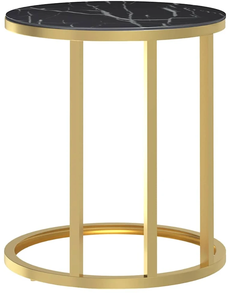 Šoninis staliukas, auksinis/marmuro, 45cm, grūdintas stiklas