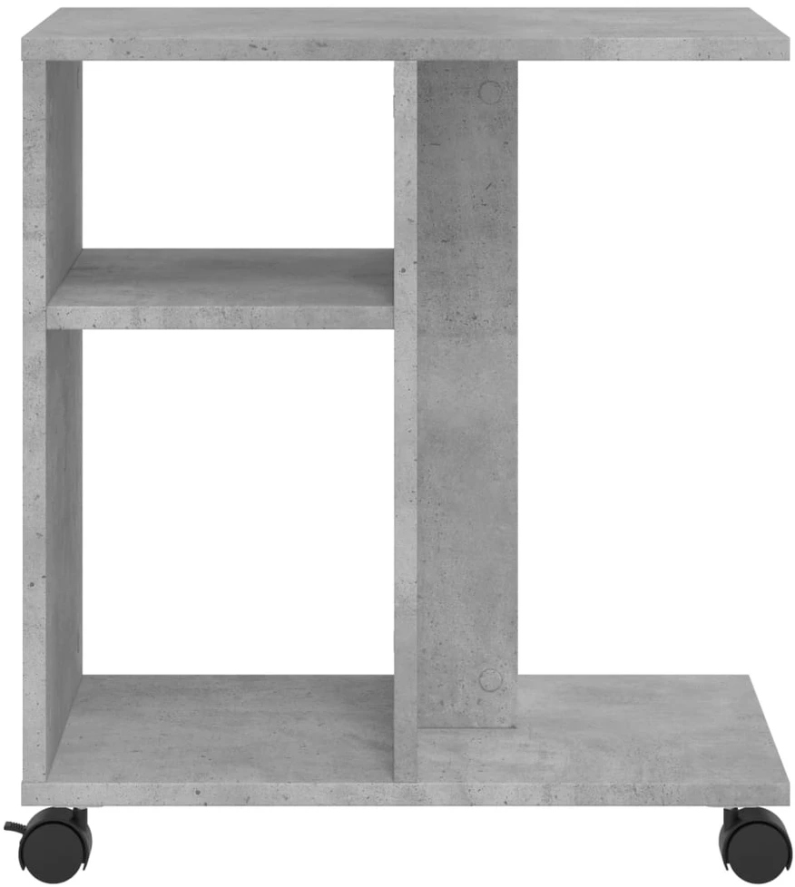 Šoninis staliukas su ratukais, betono, 50x30x55cm, mediena