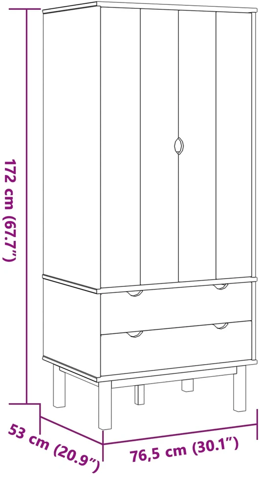 Spinta OTTA Juoda 76,5 x 53 x 172 cm Pušies medienos masyvas