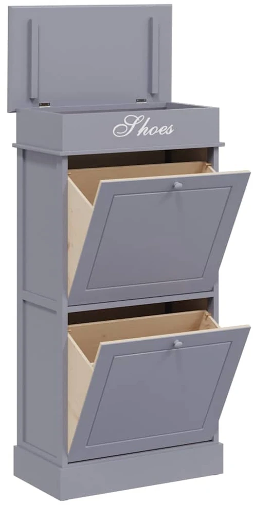 Spintelė batams, pilkos sp., 50x28x98 cm, paulovnijos mediena