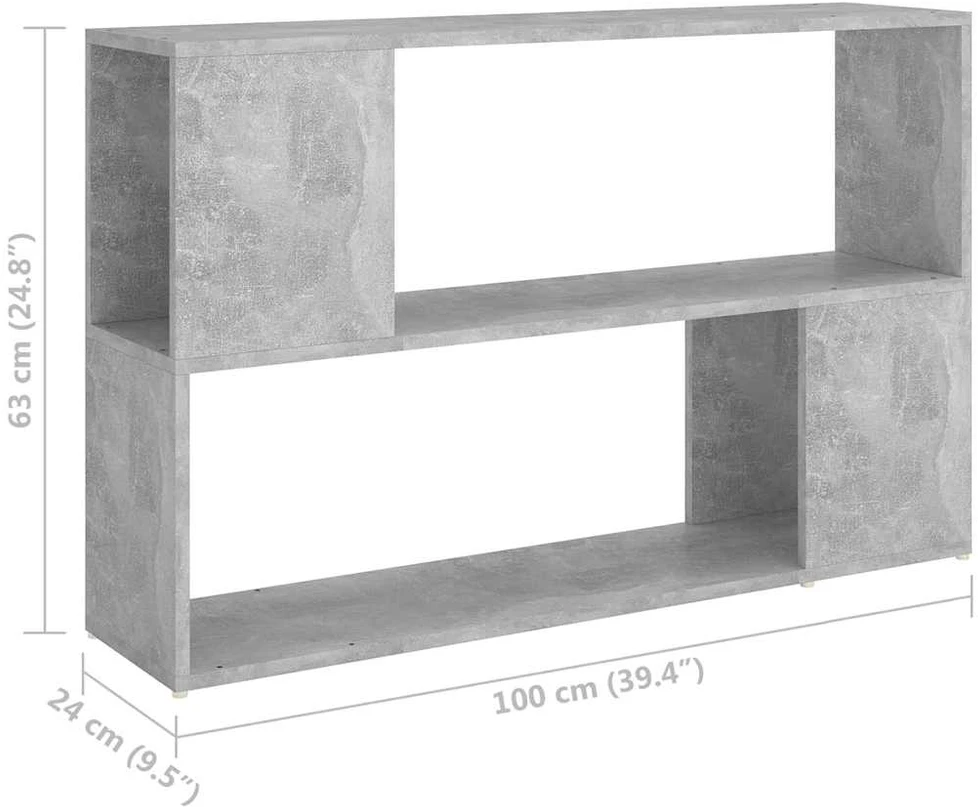 Spintelė knygoms, betono pilka, 100x24x63cm, apdirbta mediena