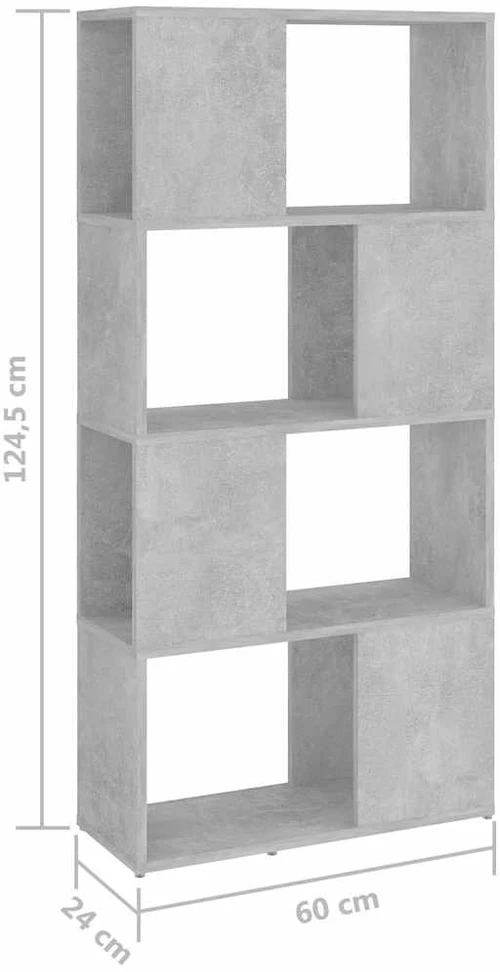 TV staliukas Spintelė knygoms/kambario pertvara, betono pilka, 60x24x124,5cm