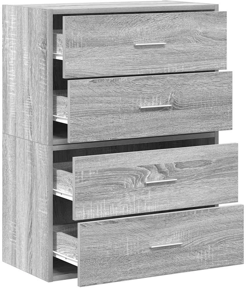 Spintelės su 4 stalčiais, 2 vnt., pilka, 60x31x40cm, mediena
