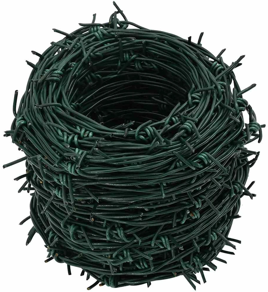 Spygliuotos vielos ritinys, žalios spalvos, 100m