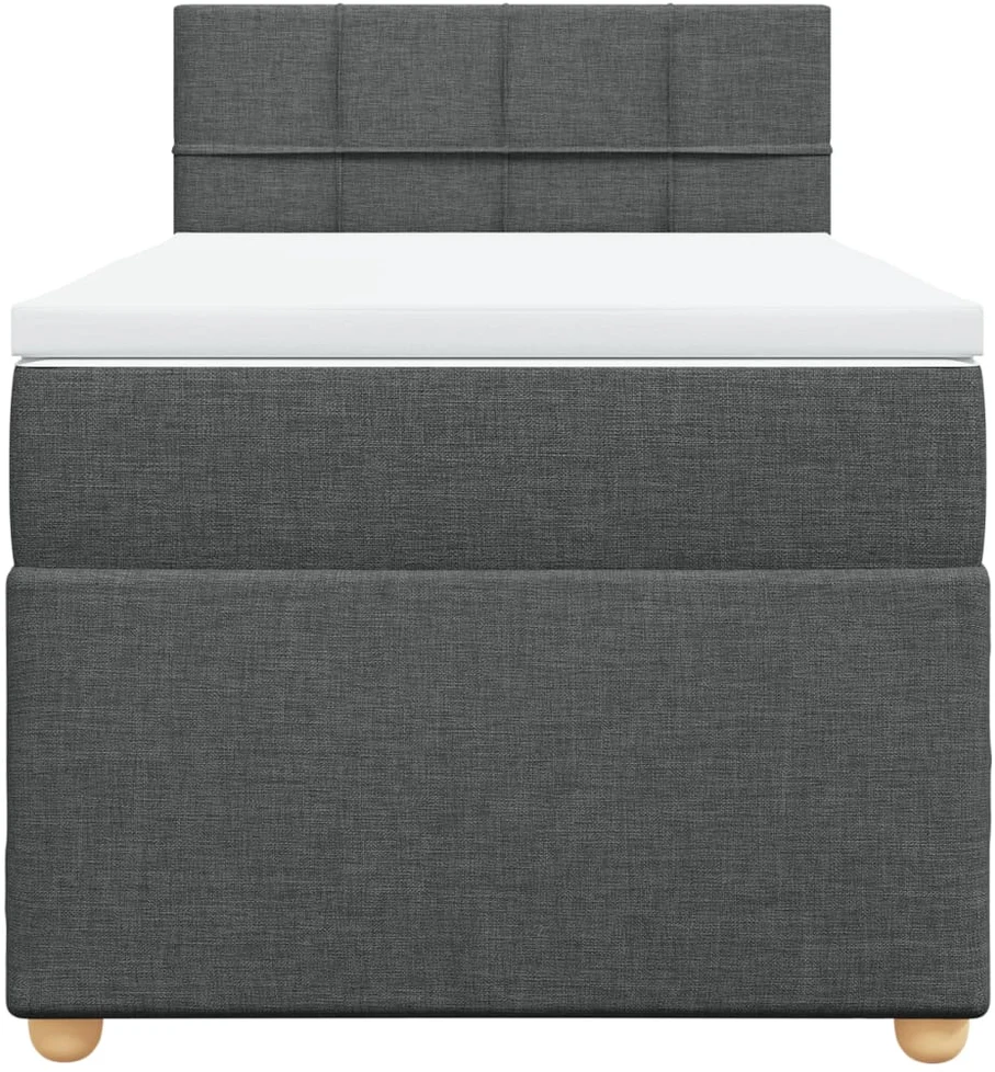 Spyruoklinė lova ir čiužiniu, tamsiai pilka, audinys, vienvietė