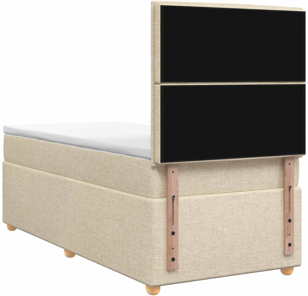 Spyruoklinė lova su čiužiniu Kreminė 90 x 190 cm Audinys