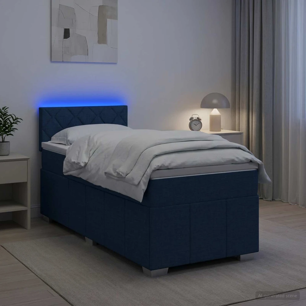 Spyruoklinė lova su čiužiniu Mėlyna 90 x 200 cm Audinys