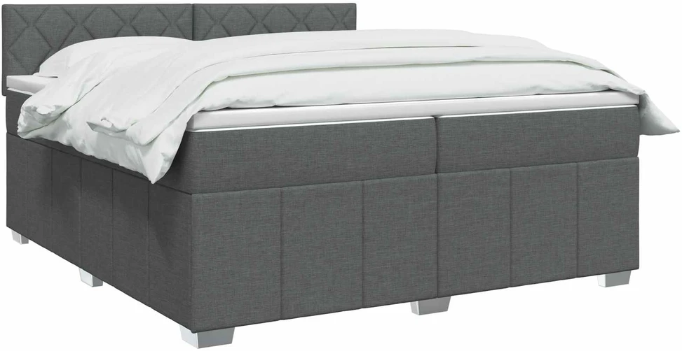 Spyruoklinė lova su čiužiniu Tamsiai pilka 200 x 200 cm Audinys