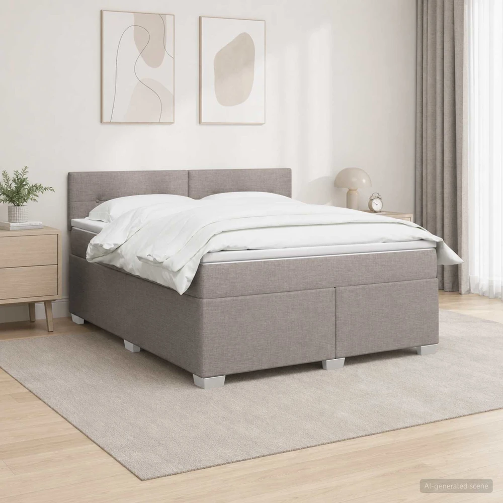 Spyruoklinė lova su čiužiniu Taupe 140 x 190 cm Audinys