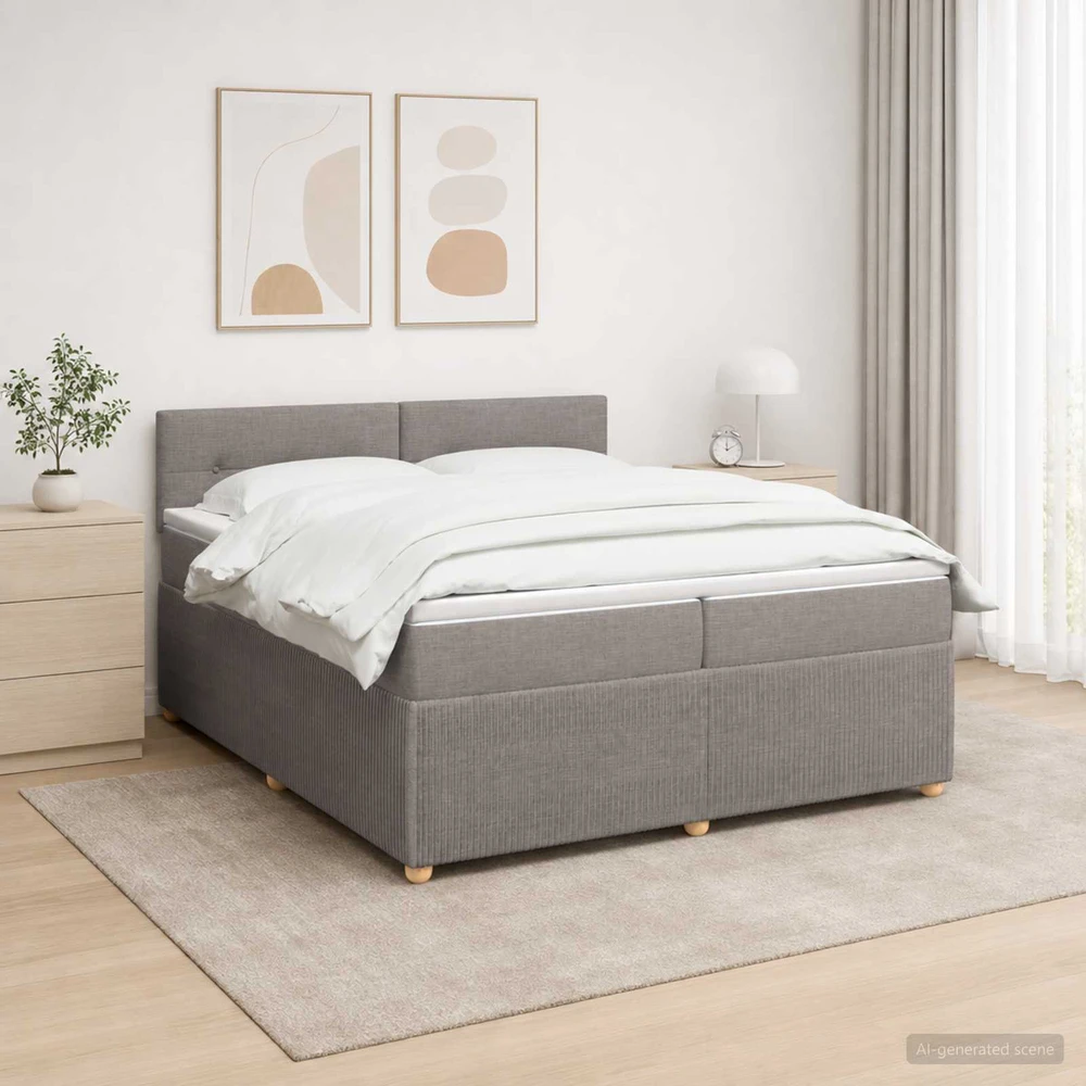 Spyruoklinė lova su čiužiniu Taupe 200 x 200 cm Audinys