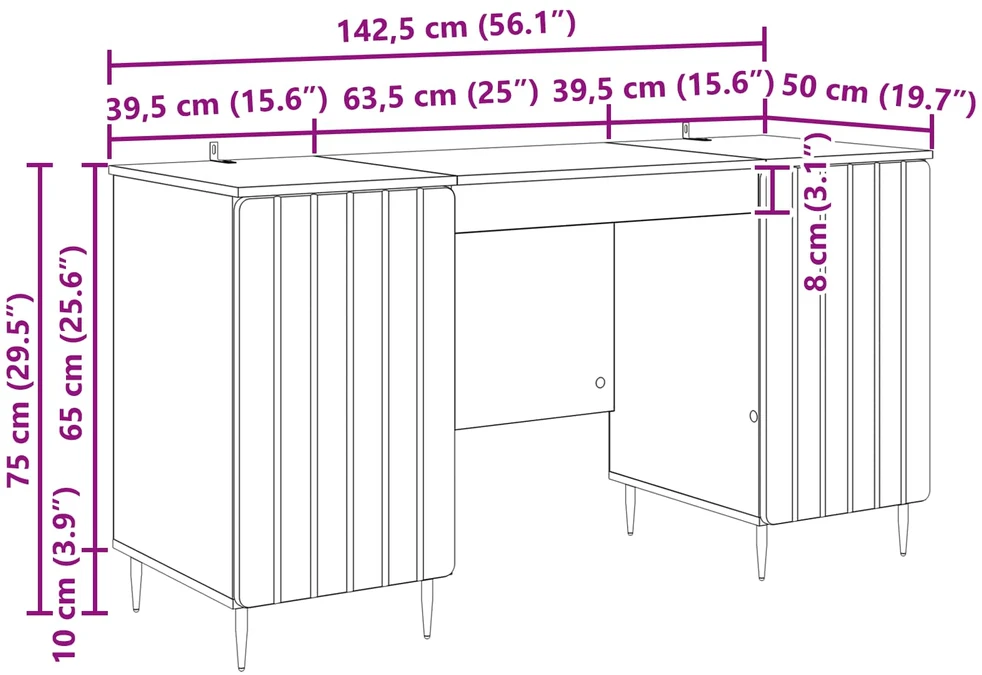 Stalas Itin blizgi balta 142,5 x 50 x 75 cm Apdirbta mediena