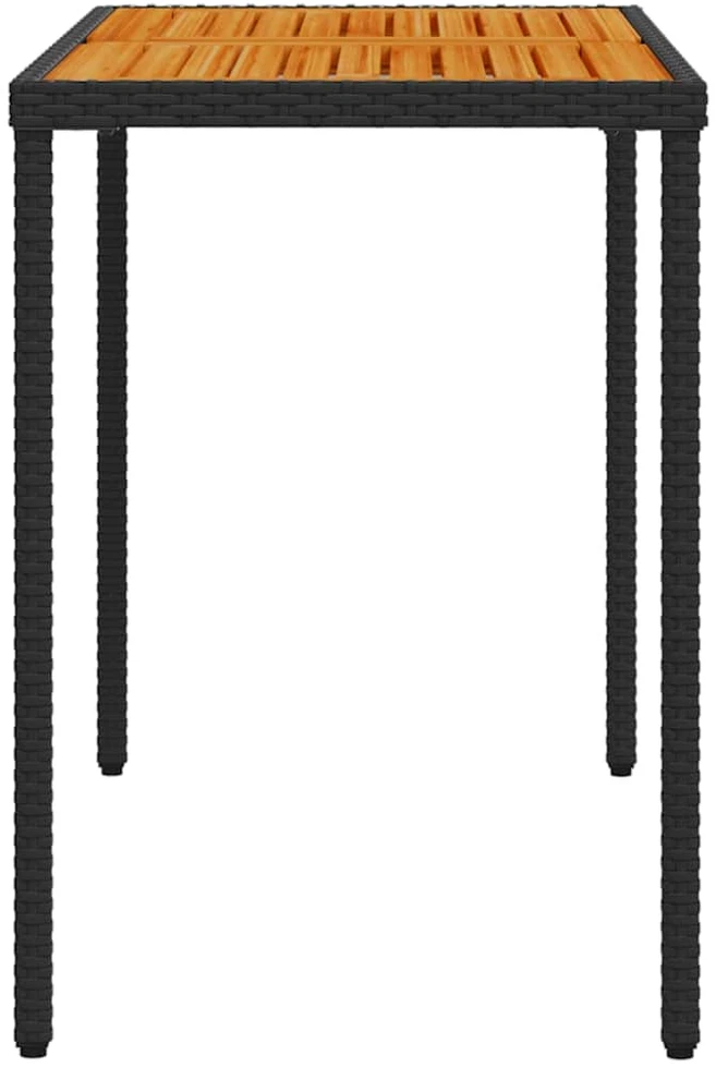 Stalas su akacijos stalviršiu, juodas, 115x54x74cm, poliratanas