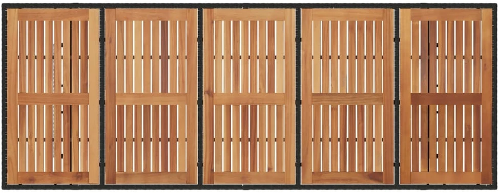 Stalas su akacijos stalviršiu, juodas, 240x90x75cm, poliratanas