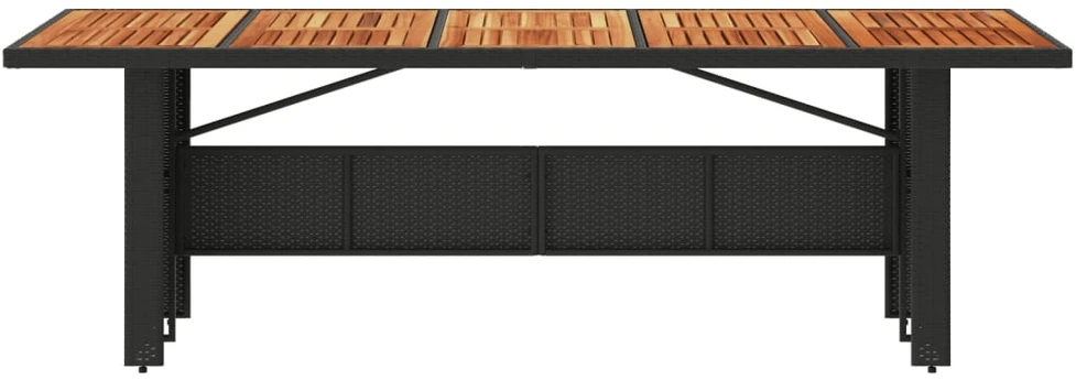 Stalas su akacijos stalviršiu, juodas, 240x90x75cm, poliratanas