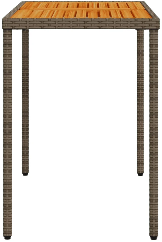 Stalas su akacijos stalviršiu, pilkas, 115x54x74cm, poliratanas