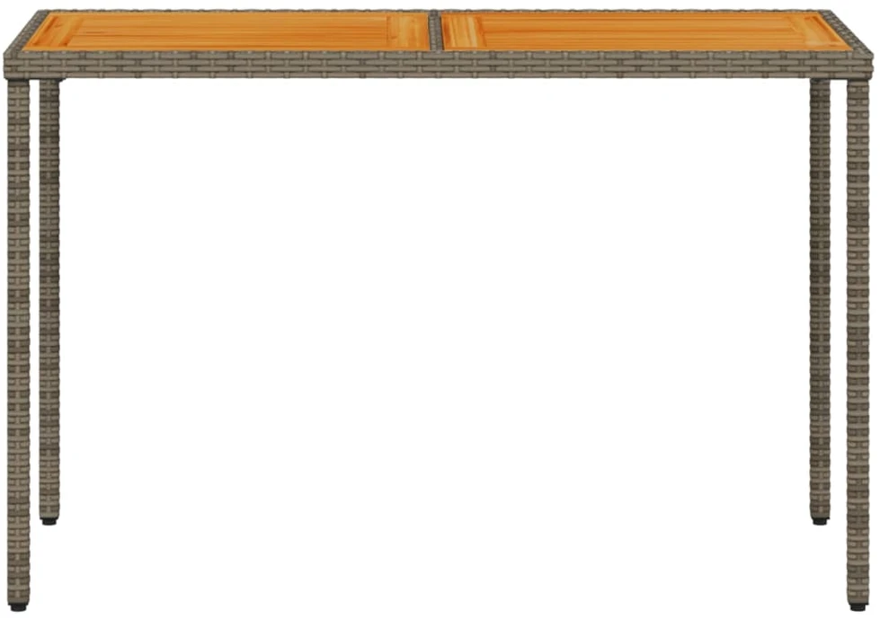 Stalas su akacijos stalviršiu, pilkas, 115x54x74cm, poliratanas