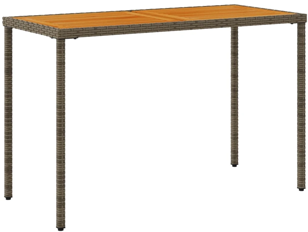 Stalas su akacijos stalviršiu, pilkas, 115x54x74cm, poliratanas
