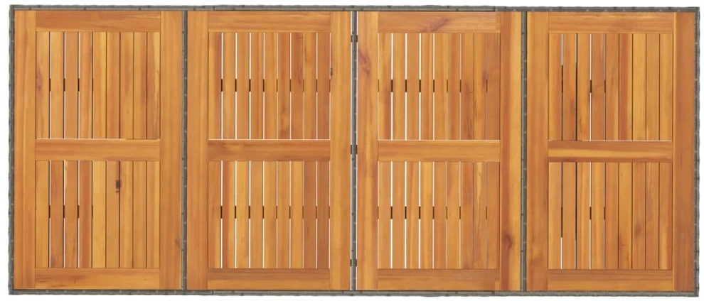 Stalas su akacijos stalviršiu, pilkas, 190x80x74cm, poliratanas