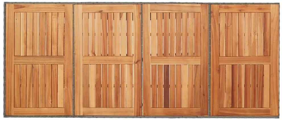 Stalas su akacijos stalviršiu, pilkas, 190x80x75cm, poliratanas