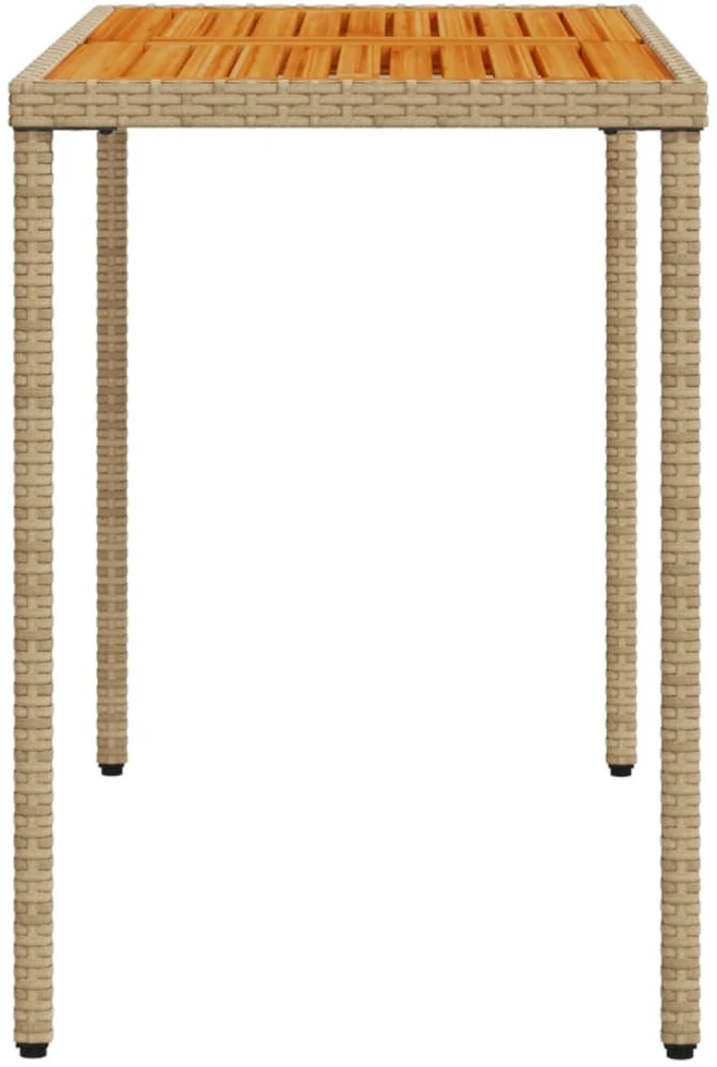 Stalas su akacijos stalviršiu, smėlio, 115x54x74cm, poliratanas