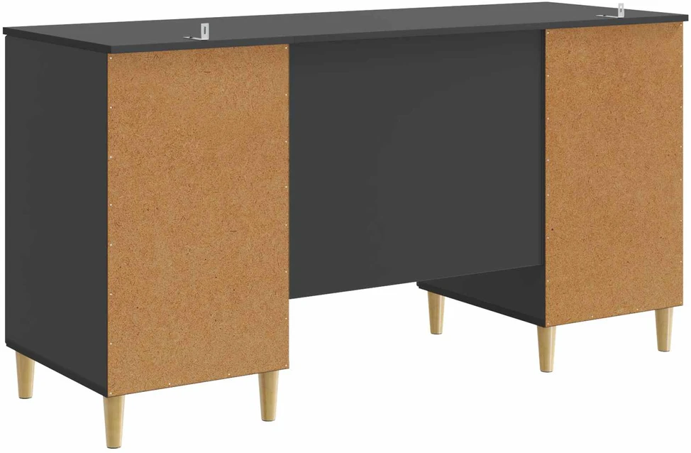 Stalas su lentyna Juoda 142,5 x 50 x 75 cm Apdirbta mediena