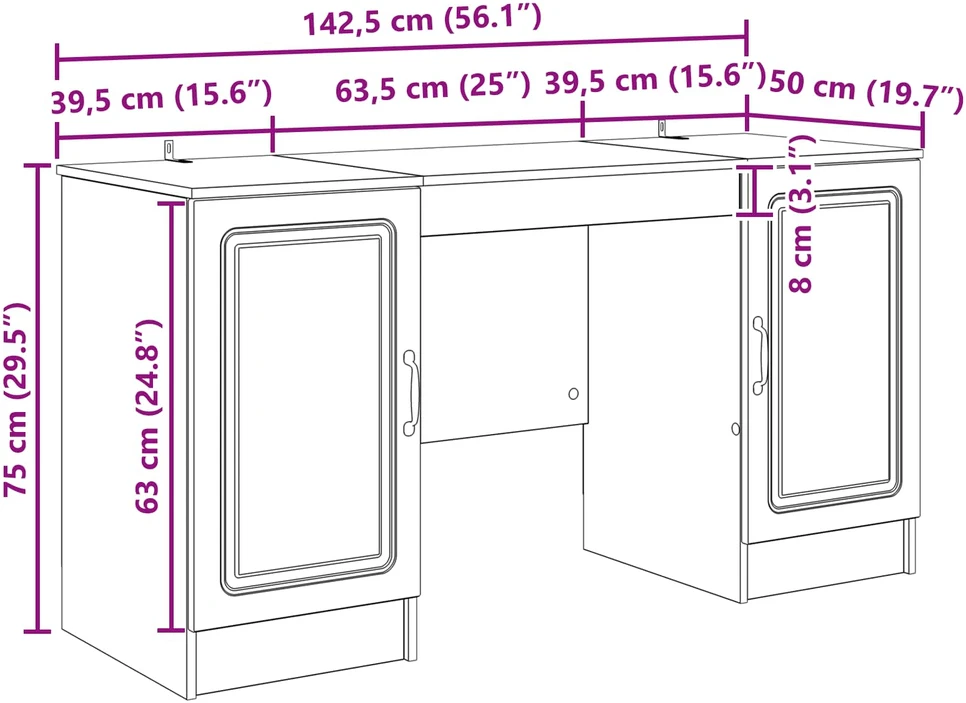Stalas Juoda 142,5 x 50 x 75 cm Apdirbta mediena
