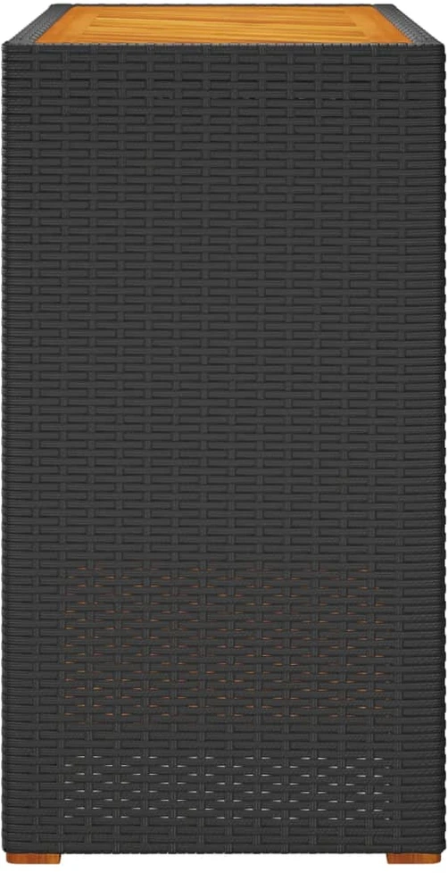 Stalas su mediniu stalviršiu, juodas, 100x40x75cm, poliratanas