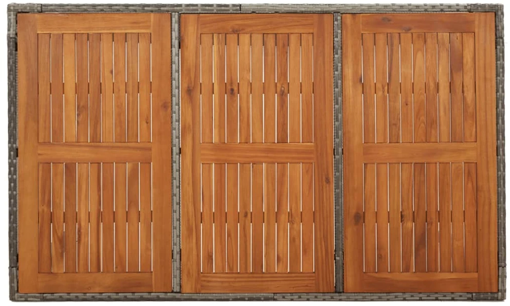 Stalas su mediniu stalviršiu, pilkas, 150x90x75cm, poliratanas