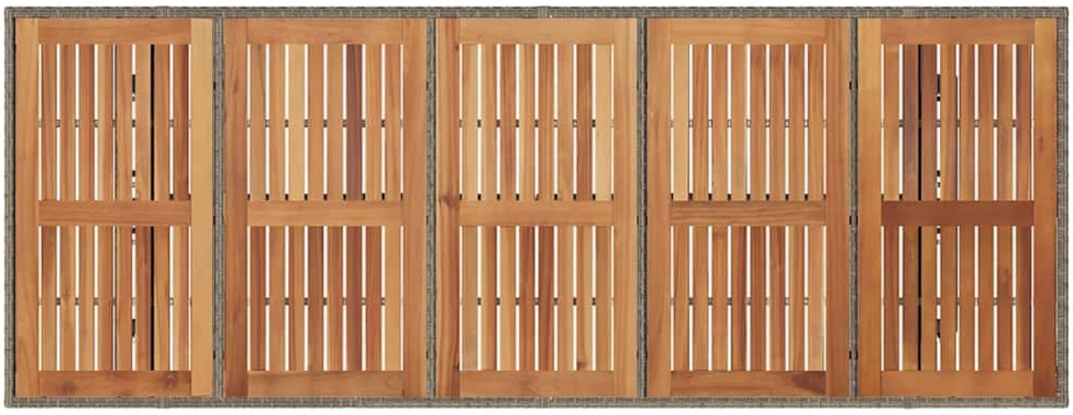 Stalas su mediniu stalviršiu, pilkas, 240x90x75cm, poliratanas