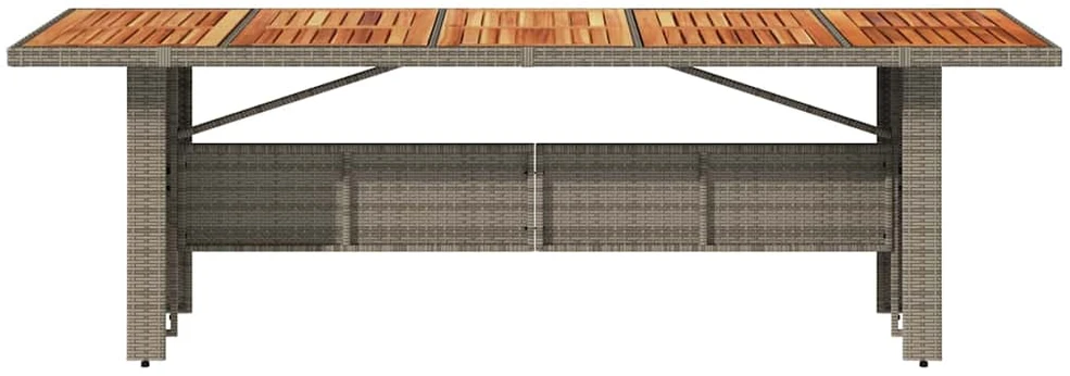 Stalas su mediniu stalviršiu, pilkas, 240x90x75cm, poliratanas
