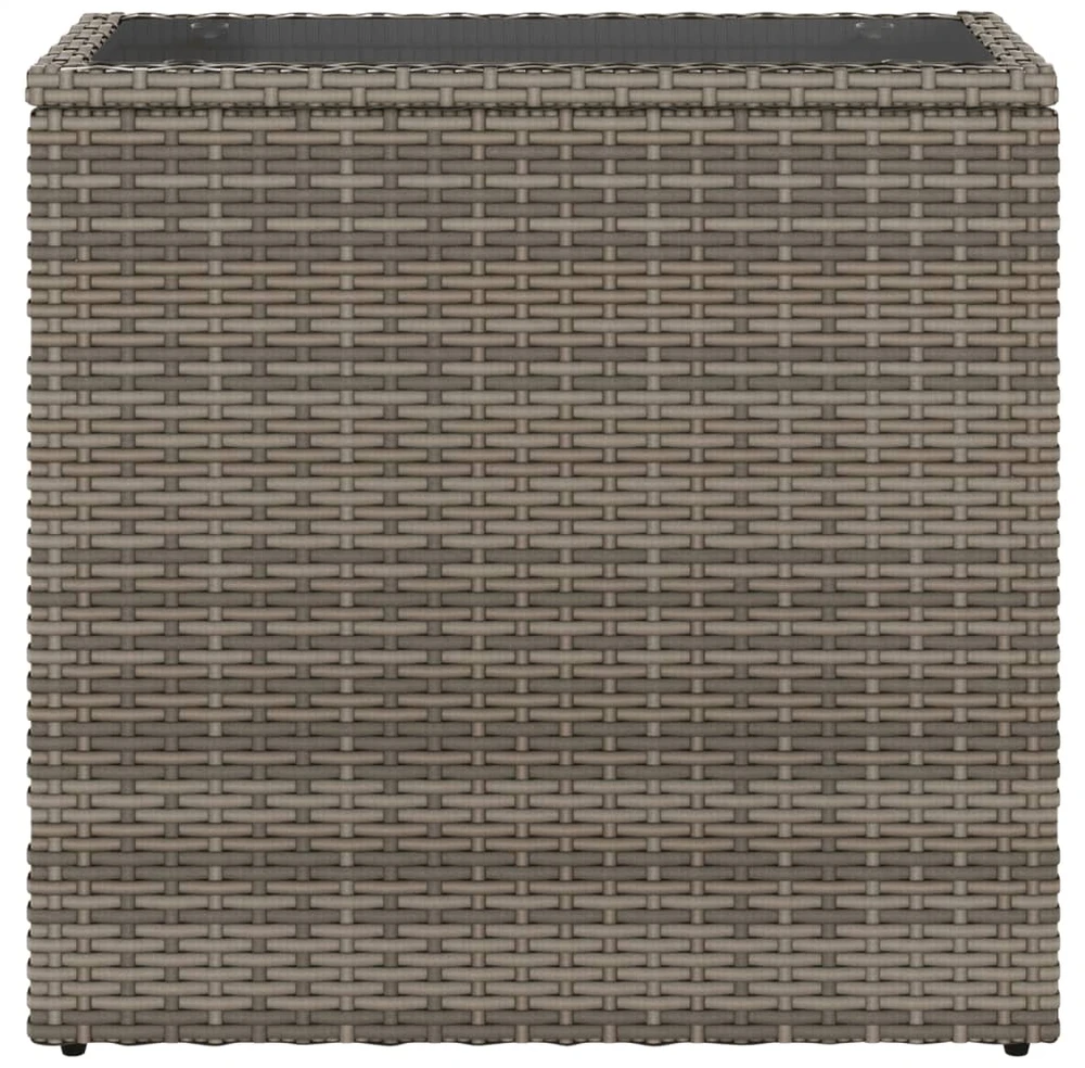 Stalas su mediniu stalviršiu, pilkas, 58x27,5x55cm, poliratanas
