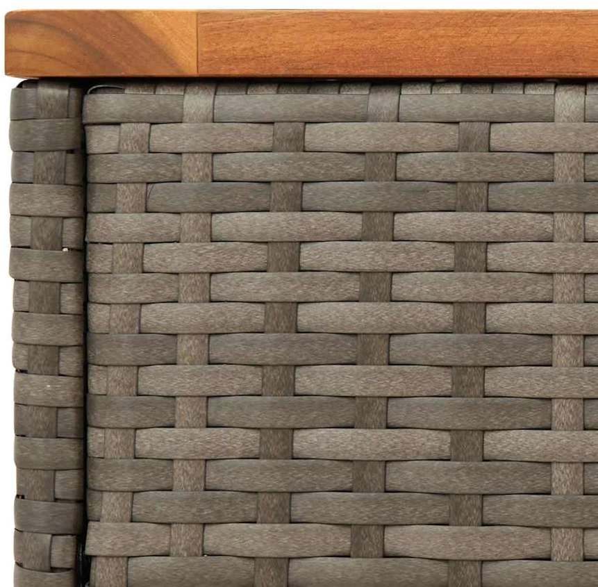 Stalas su mediniu stalviršiu, pilkas, 58x27,5x55cm, poliratanas