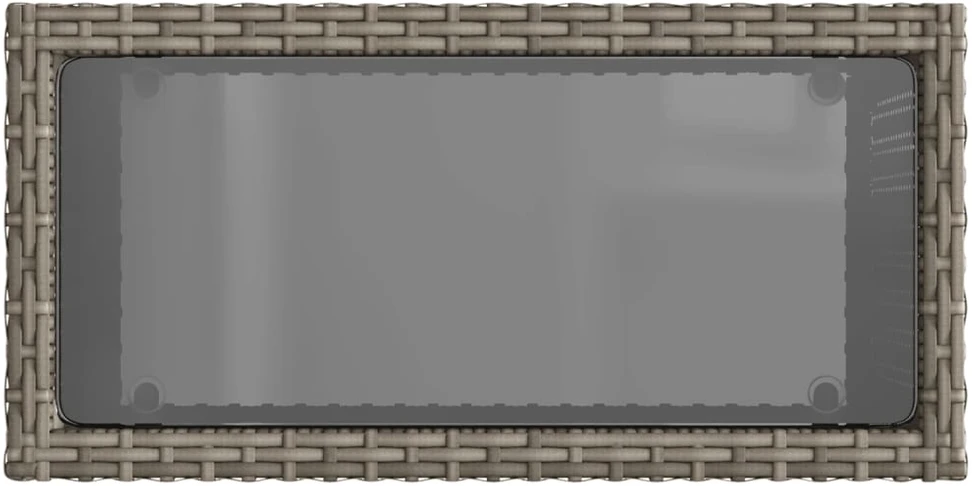 Stalas su mediniu stalviršiu, pilkas, 58x27,5x55cm, poliratanas