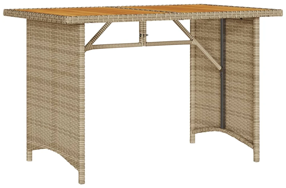 Stalas su mediniu stalviršiu, smėlio, 110x68x70cm, poliratanas