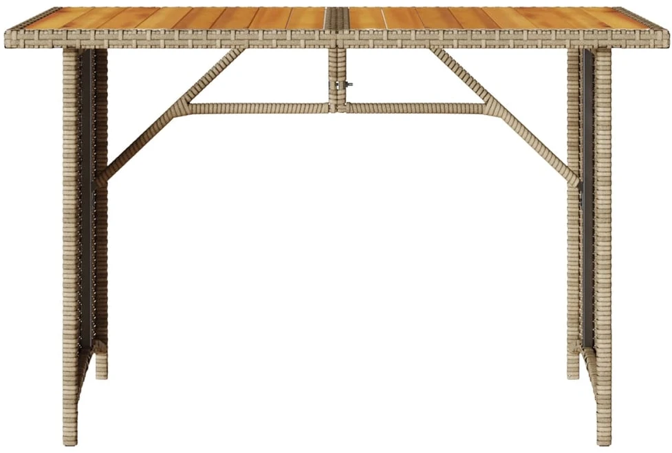 Stalas su mediniu stalviršiu, smėlio, 110x68x70cm, poliratanas