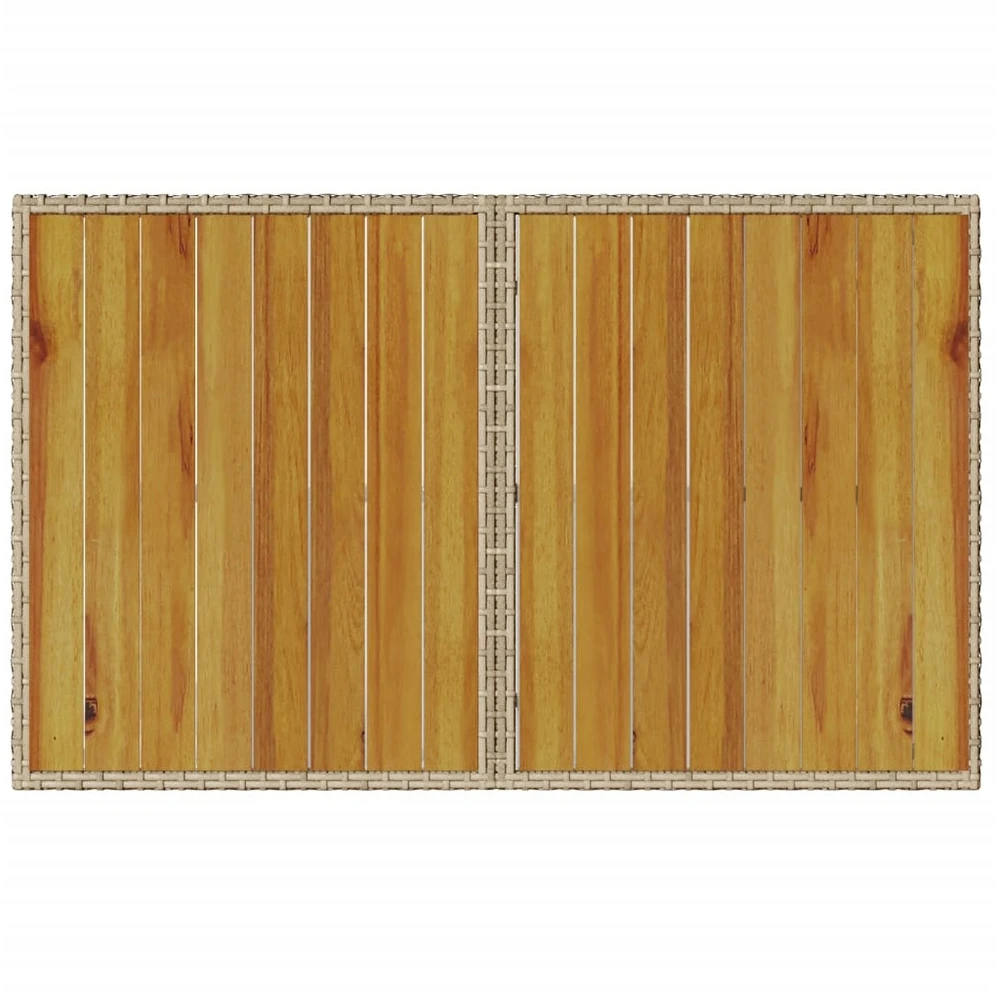 Stalas su mediniu stalviršiu, smėlio, 110x68x70cm, poliratanas