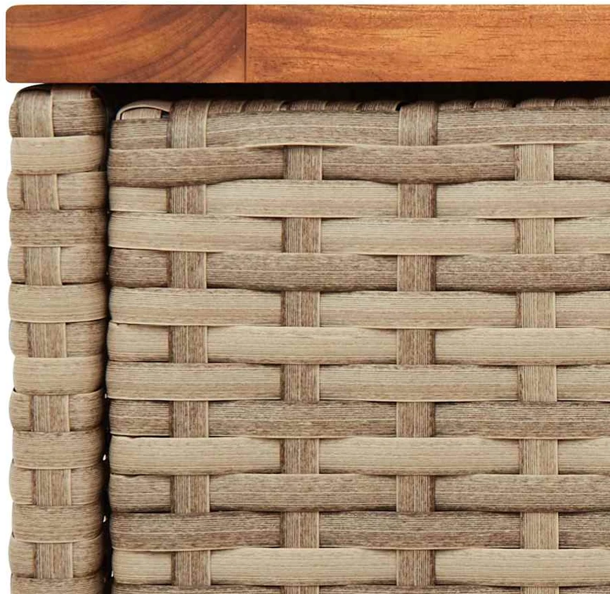 Stalas su mediniu stalviršiu, smėlio, 58x27,5x55cm, poliratanas