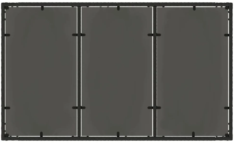 Stalas su stikliniu stalviršiu, juodas, 150x90x75cm, ratanas