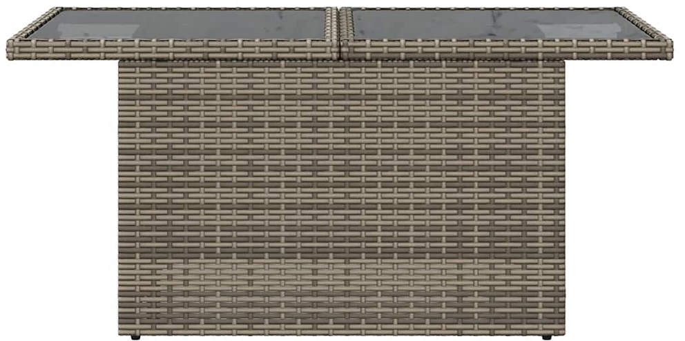Stalas su stikliniu stalviršiu, pilkas, 100x55x73cm, PE ratanas