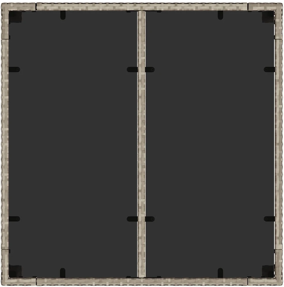 Stalas su stikliniu stalviršiu, pilkas, 90x90x75cm, poliratanas