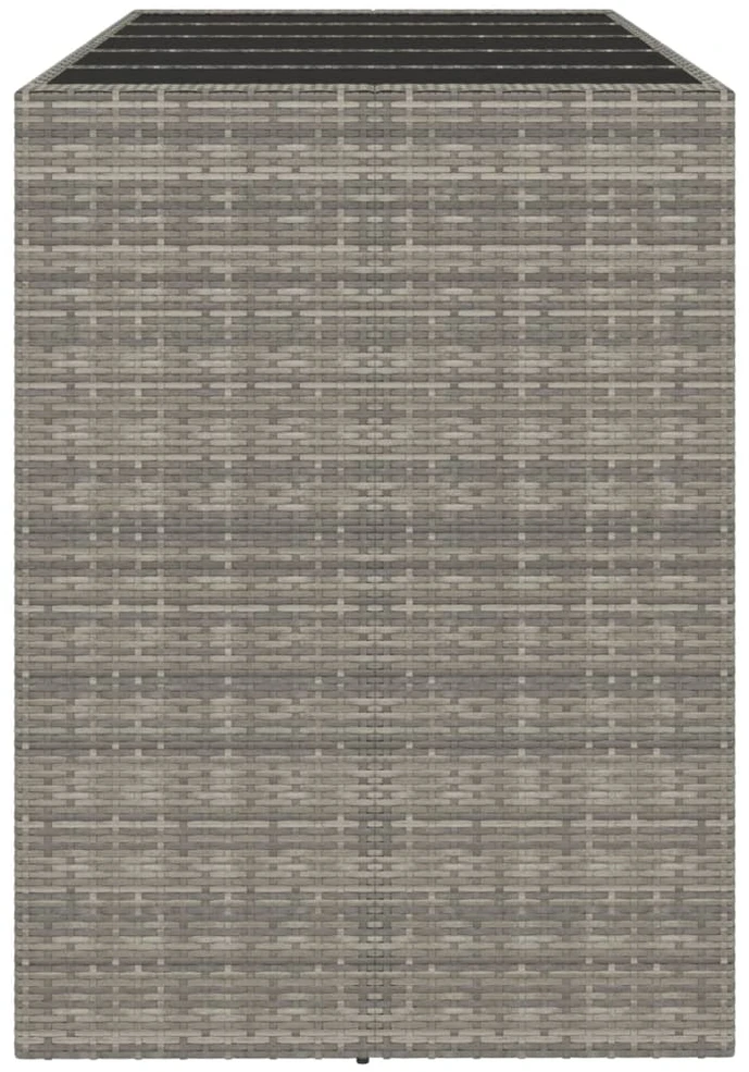 Stalas su stikliniu stalviršiu, pilkas, 185x80x110cm, ratanas