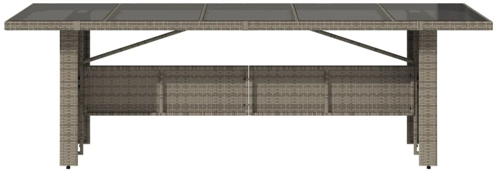 Stalas su stikliniu stalviršiu, pilkas, 240x90x75, poliratanas
