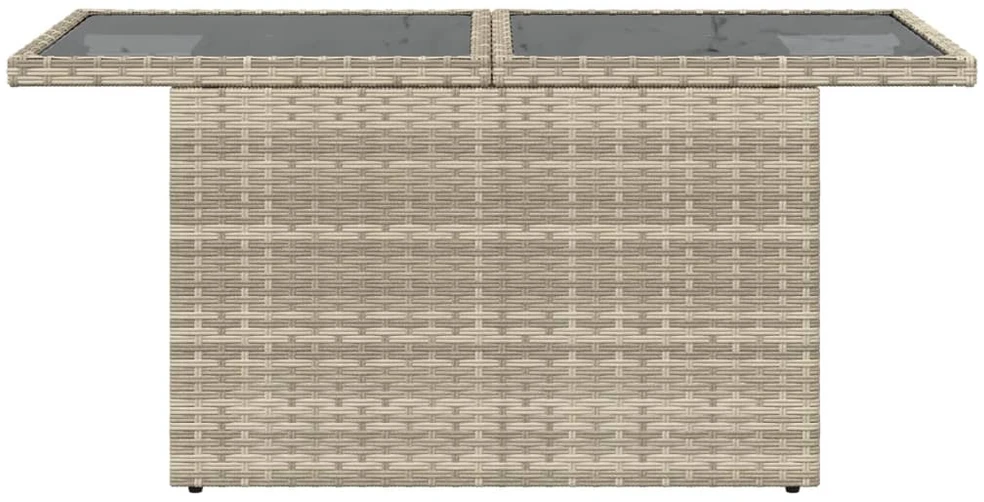 Stalas su stikliniu stalviršiu, pilkas, 100x55x73cm, PE ratanas